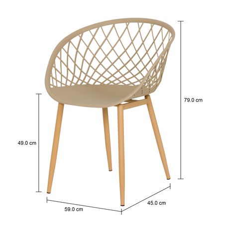 Imagem com medidas do produto NISTEN CADEIRA C/BRAÇOS