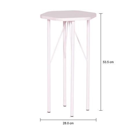 Imagem com medidas do produto POLIG HEX MESA LATERAL ALTA 30 CM X 28 CM