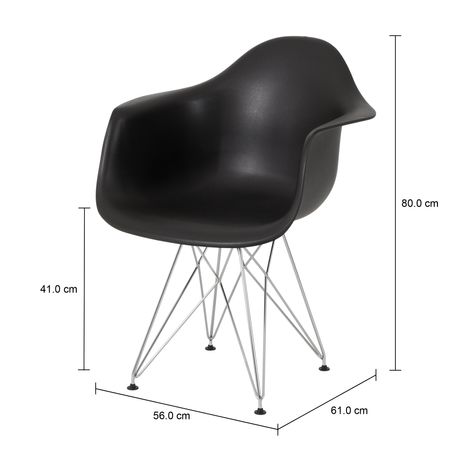 Imagem com medidas do produto EAMES TOWER CADEIRA C/BRAÇOS