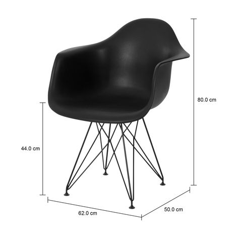 Imagem com medidas do produto EAMES TOWER CADEIRA C/BRAÇOS