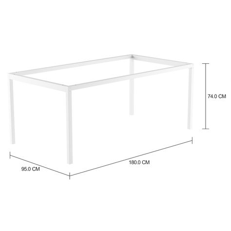 Imagem com medidas do produto BASE DE MESA 1,80 M X 95 CM METRIC