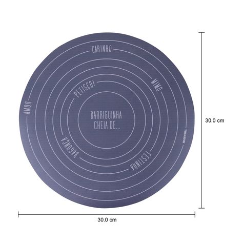 Imagem com medidas do produto TAPETE PARA COMEDOURO BARRIGUINHA CHEIA