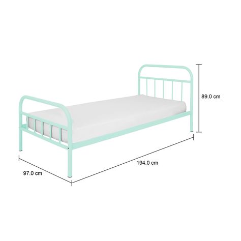 Imagem com medidas do produto CAMA DE SOLTEIRO 88 CM MABOO