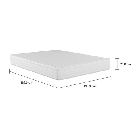 Imagem com medidas do produto COLCHÃO COM MOLAS BONNELL CASAL 1,38 M X 1,88 M X 23 CM FIRST