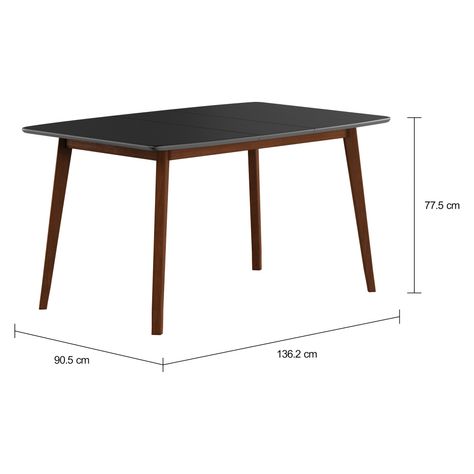 Imagem com medidas do produto MESA EXTENSÍVEL 1,36 M/1,76 M X 90 CM OREGON