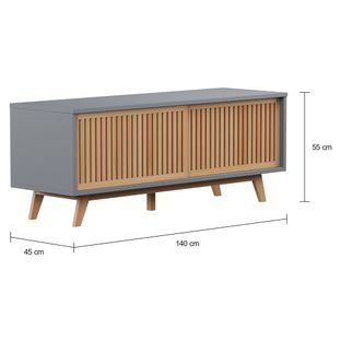 Imagem com medidas do produto RACK 2 PORTAS DE CORRER 1,40 M X 45 CM ALINA