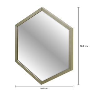 Imagem com medidas do produto ESPELHO 50 CM X 58 CM HEXAGON