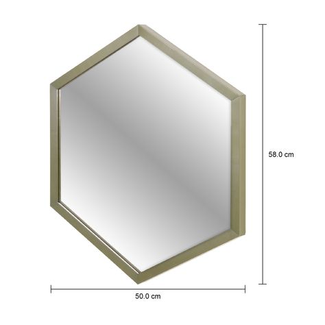 Imagem com medidas do produto ESPELHO 50 CM X 58 CM HEXAGON
