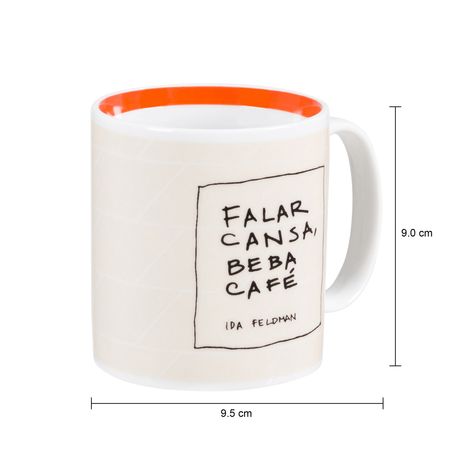 Imagem com medidas do produto CANECA 350 ML IDA - FALAR CANSA