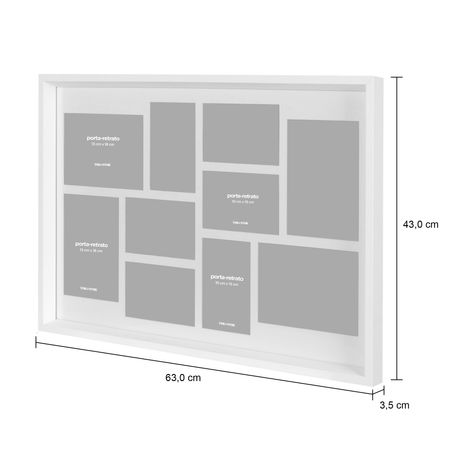 Imagem com medidas do produto PORTA-RETRATO MÚLTIPLO PARA 10 PARTNERS