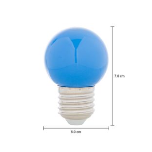 Imagem com medidas do produto LÂMPADA LED BOLINHA AZUL 1W E27 220V TASCHIBRA