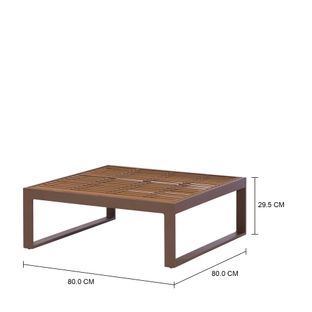 Imagem com medidas do produto MESA DE CENTRO 80 CM X 80 CM PÂNDANO