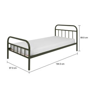 Imagem com medidas do produto CAMA DE SOLTEIRO 88 CM MABOO