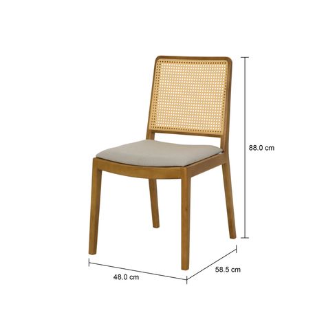 Imagem com medidas do produto CADEIRA COM PALHINHA RIVERO