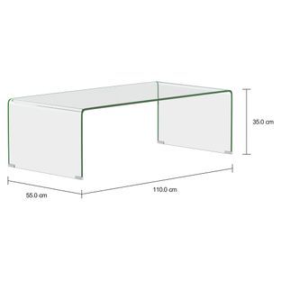 Imagem com medidas do produto MESA DE CENTRO 1,10 M X 55 CM INGLASS