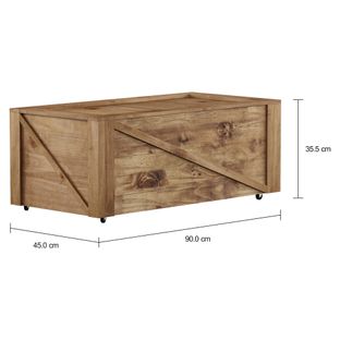 Imagem com medidas do produto MESA DE CENTRO 90 CM X 45 CM CRATES