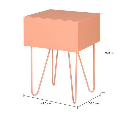 Imagem com medidas do produto KLEE MESA DE CABECEIRA 1 GAVETA