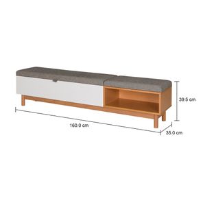 Imagem com medidas do produto BANCO 3 LUGARES/RACK MÍNIMO