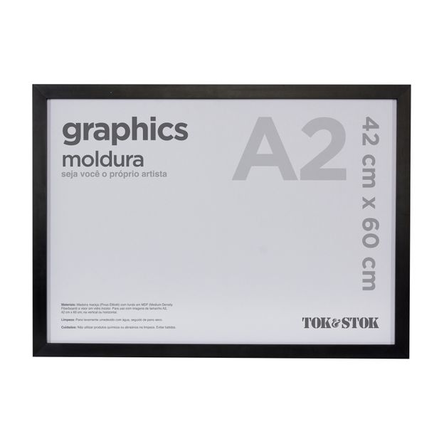 KIT MOLDURA A2 42 CM X 60 CM GRAPHICS PRETO | Tok&Stok