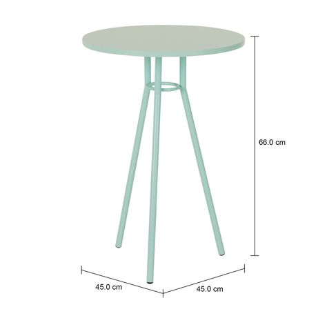 Imagem com medidas do produto MESA LATERAL ALTA REDONDA 45 CM LEGS