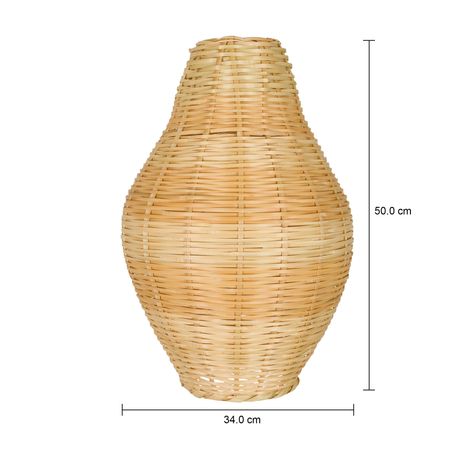 Imagem com medidas do produto CÚPULA DE TETO 50 CM X 34 CM MAMBU LANTERNA