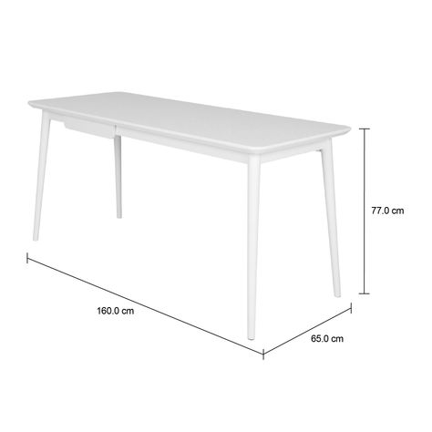 Imagem com medidas do produto MESA 1 GAVETA 1,60 M X 65 CM SKAND
