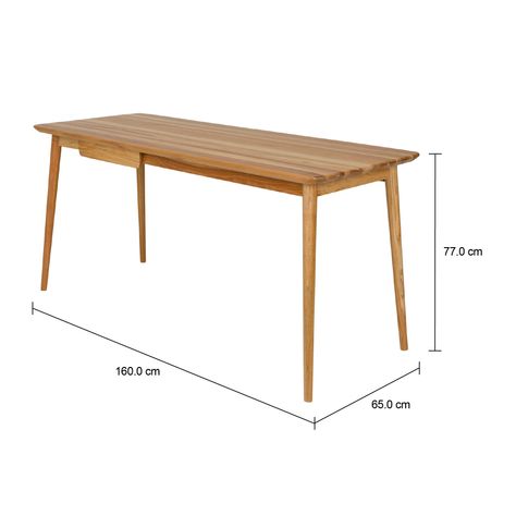 Imagem com medidas do produto MESA 1 GAVETA 1,60 M X 65 CM SKAND