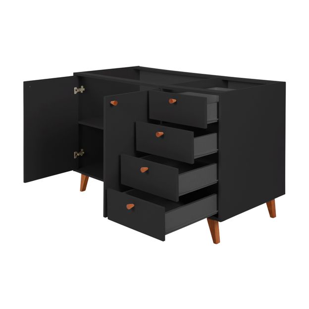 ARMÁRIO DE COZINHA INFERIOR 1,20 M 2 PORTAS / 4 GAVETAS LIN PRETO