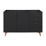 Preto - ARMÁRIO DE COZINHA INFERIOR 1,20 M  2 PORTAS / 4 GAVETAS LIN