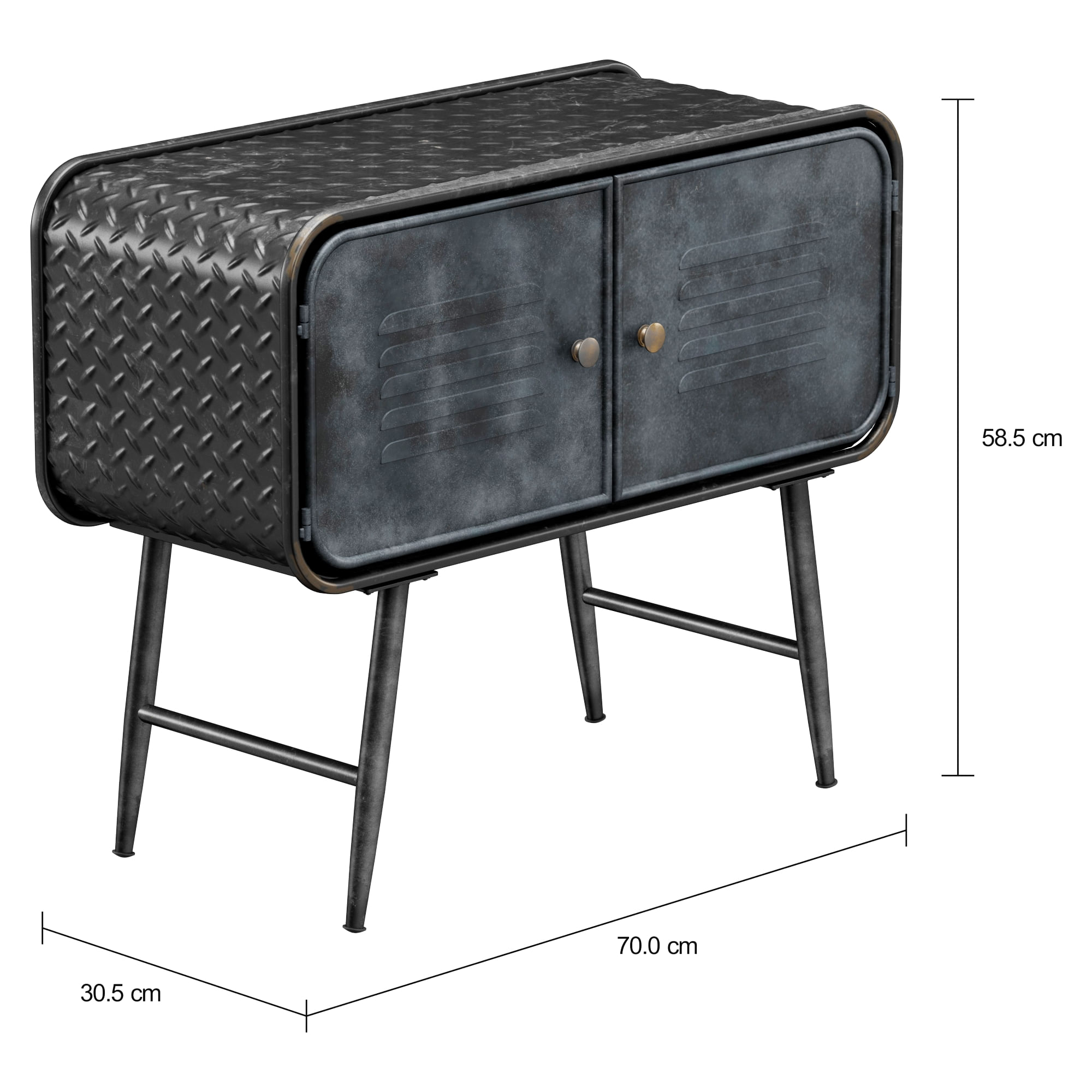 MESA LATERAL COM 2 PORTAS 70 CM X 30 CM CONTAINER GRAFITE | Tok&Stok