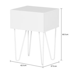 Imagem com medidas do produto KLEE MESA DE CABECEIRA 1 GAVETA