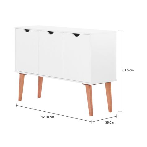 Imagem com medidas do produto BUFFET 3 PORTAS 1,20 M X 35 CM LIN