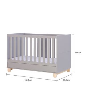 Imagem com medidas do produto BERÇO 70 CM 2 EM 1 - BERÇO CAMA INFANTIL SWEET