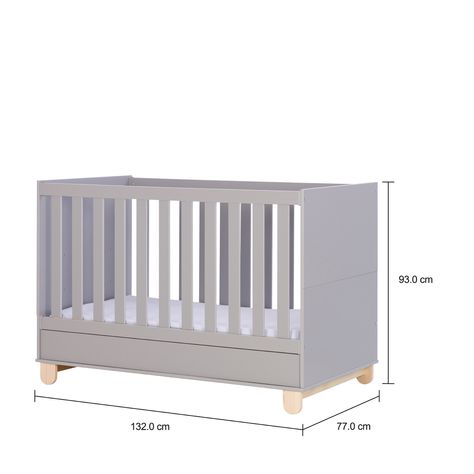 Imagem com medidas do produto BERÇO 70 CM 2 EM 1 - BERÇO CAMA INFANTIL SWEET