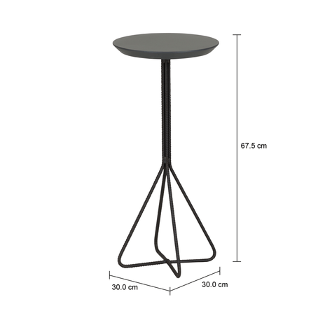 Imagem com medidas do produto MESA LATERAL ALTA REDONDA 30 CM CONSTRUCTION