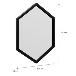 Imagem com medidas do produto ESPELHO 50 CM X 58 CM HEXAGON