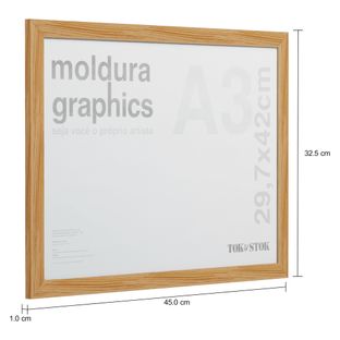 Imagem com medidas do produto KIT MOLDURA A3 29 CM X 42 CM GRAPHICS