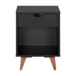 Preto - MESA DE CABECEIRA 1 GAVETA COM NICHO LIN