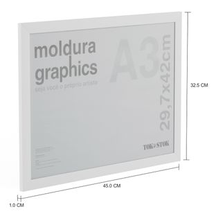 Imagem com medidas do produto KIT MOLDURA A3 29 CM X 42 CM GRAPHICS