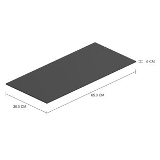 Imagem com medidas do produto TAMPO DE MESA LATERAL VIDRO TEMPERADO 0,6 MM X 65 CM X 30 CM LINEAR