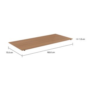 Imagem com medidas do produto TAMPO DE MESA MADEIRA 1,60 M X 75 CM METRIC