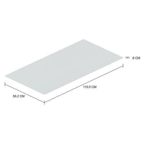 Imagem com medidas do produto TAMPO DE MESA VIDRO 6 MM X 1,10 M X 55 CM VETRO