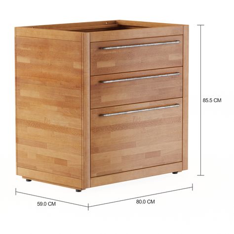 Imagem com medidas do produto GAVETEIRO 80 CM 3 GAVETAS GOURMET