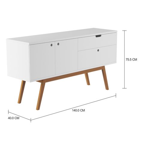 Imagem com medidas do produto BUFFET 3 PORTAS/1 GAVETA 1,40 M X 40 CM BARTÔ