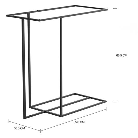 Imagem com medidas do produto BASE DE MESA LATERAL 65 CM X 30 CM LINEAR