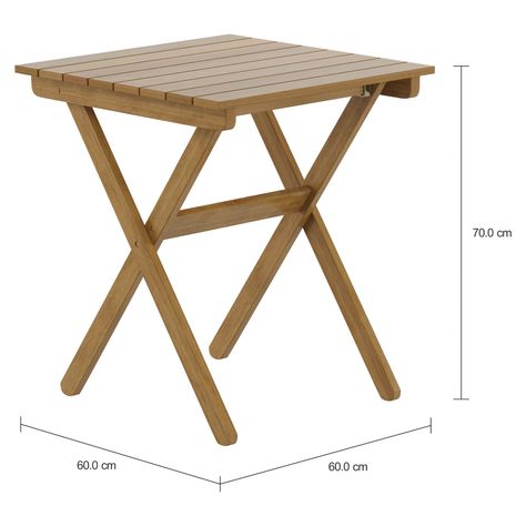 Imagem com medidas do produto MESA DOBRÁVEL 60 CM X 60 CM NAIPE