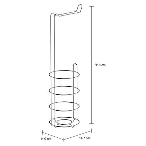 Imagem com medidas do produto PORTA-PAPEL HIGIÊNICO PISO SHAFT