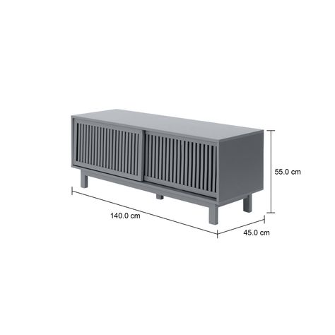 Imagem com medidas do produto RACK 2 PORTAS DE CORRER 1,40 M X 45 CM ALINA LEVEL