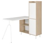 BRANCO/NEW OAK - MESA COM ARMÁRIO 2 PORTAS 1,20 M X 90 CM COLAB