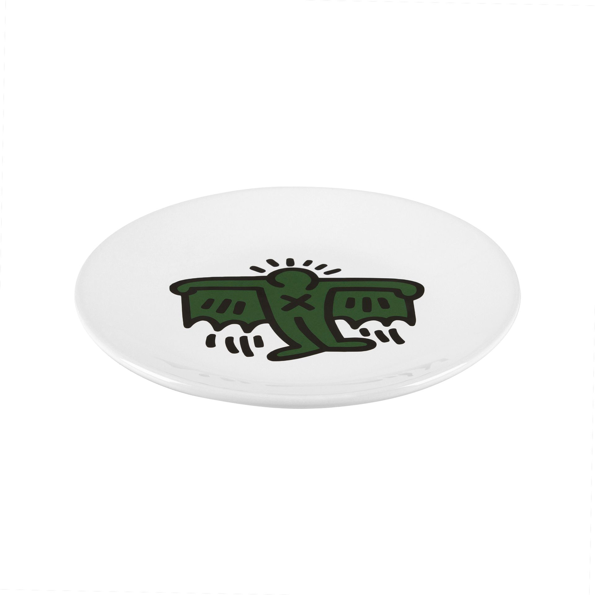 HARING-FLYING-PRATO-DE-SOBREMESA-BRANCO-VERDE-KEITH-HARING_ST1